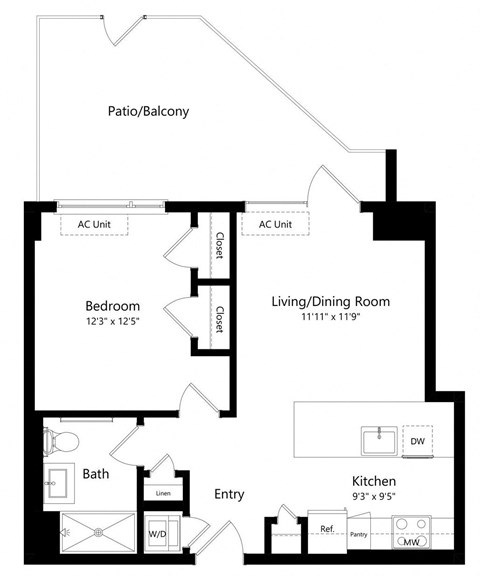 One Bedroom Floor Plan at One East Harlem Luxury Apartments in East Harlem NY